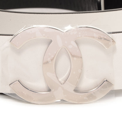 Chanel Reversible Leather CC Logo Belt 80 White Black 3 of 6