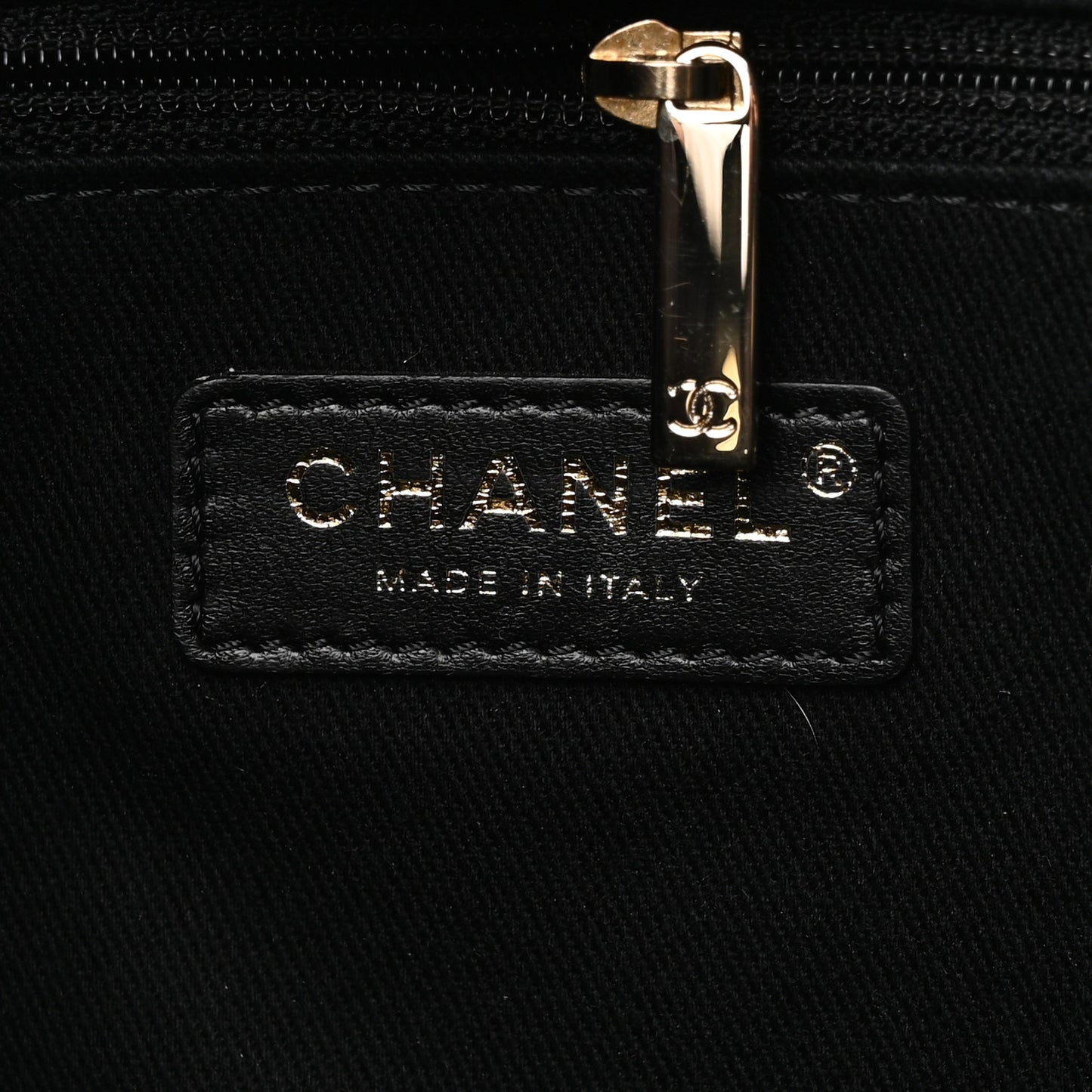 Mixed Fibers Calfskin Striped Medium Deauville Tote Black