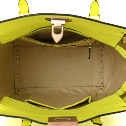 Valentino Garavani Vitello Small Rockstud Double Handle Tote Yellow Fluo 4 of 11