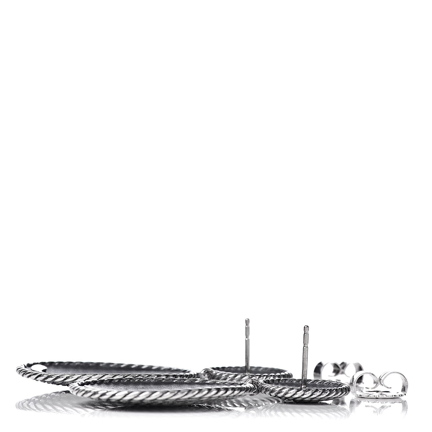 David Yurman Sterling Silver Cable Coil Double Drop Earrings 3 of 4