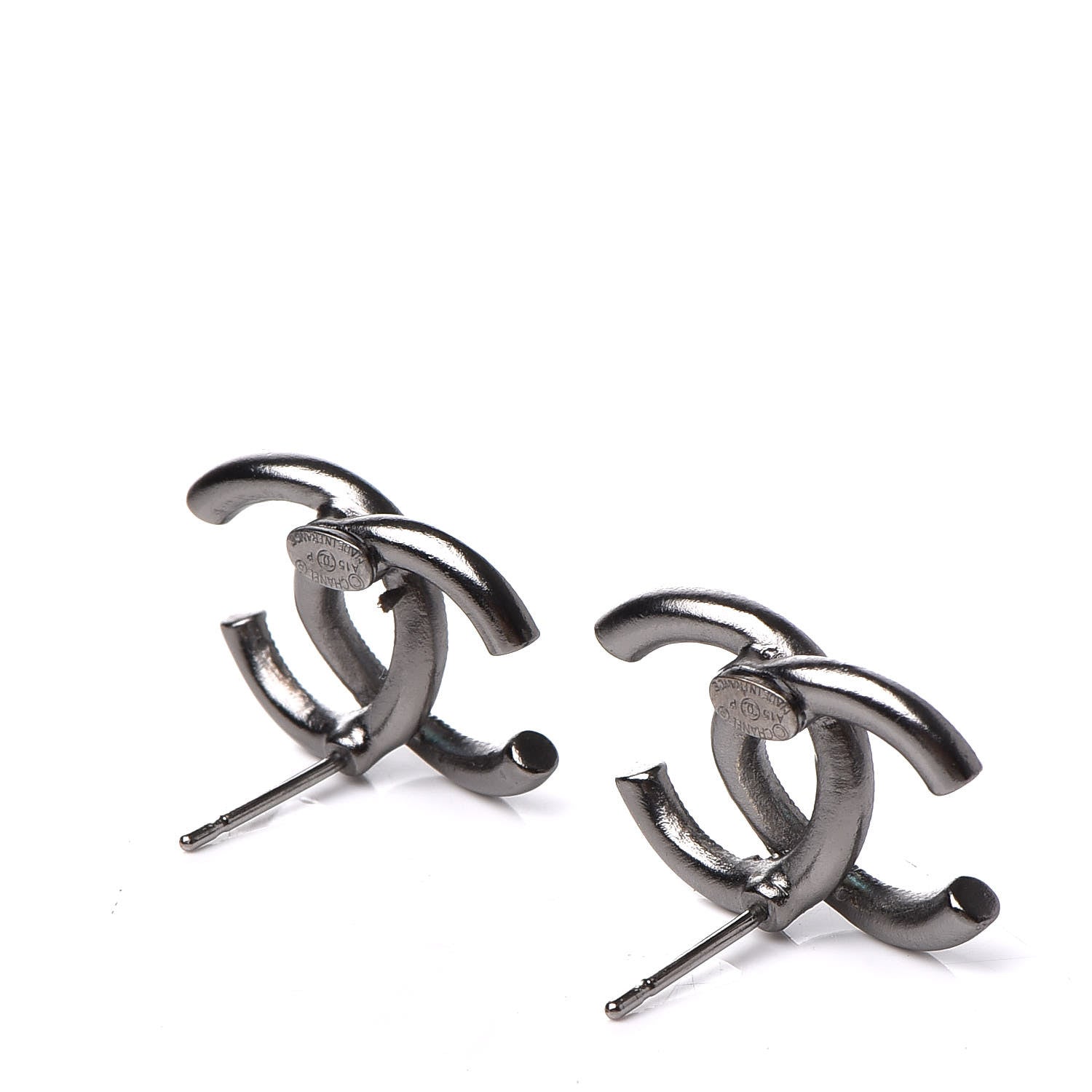 Chanel Ruthenium Baguette Crystal CC Earrings 3 of 5