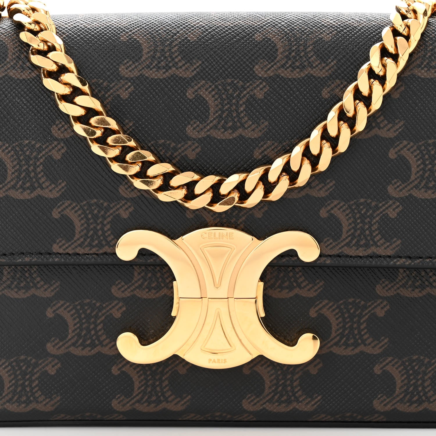 Celine Triomphe Canvas Chain Shoulder Bag Tan 8 of 12