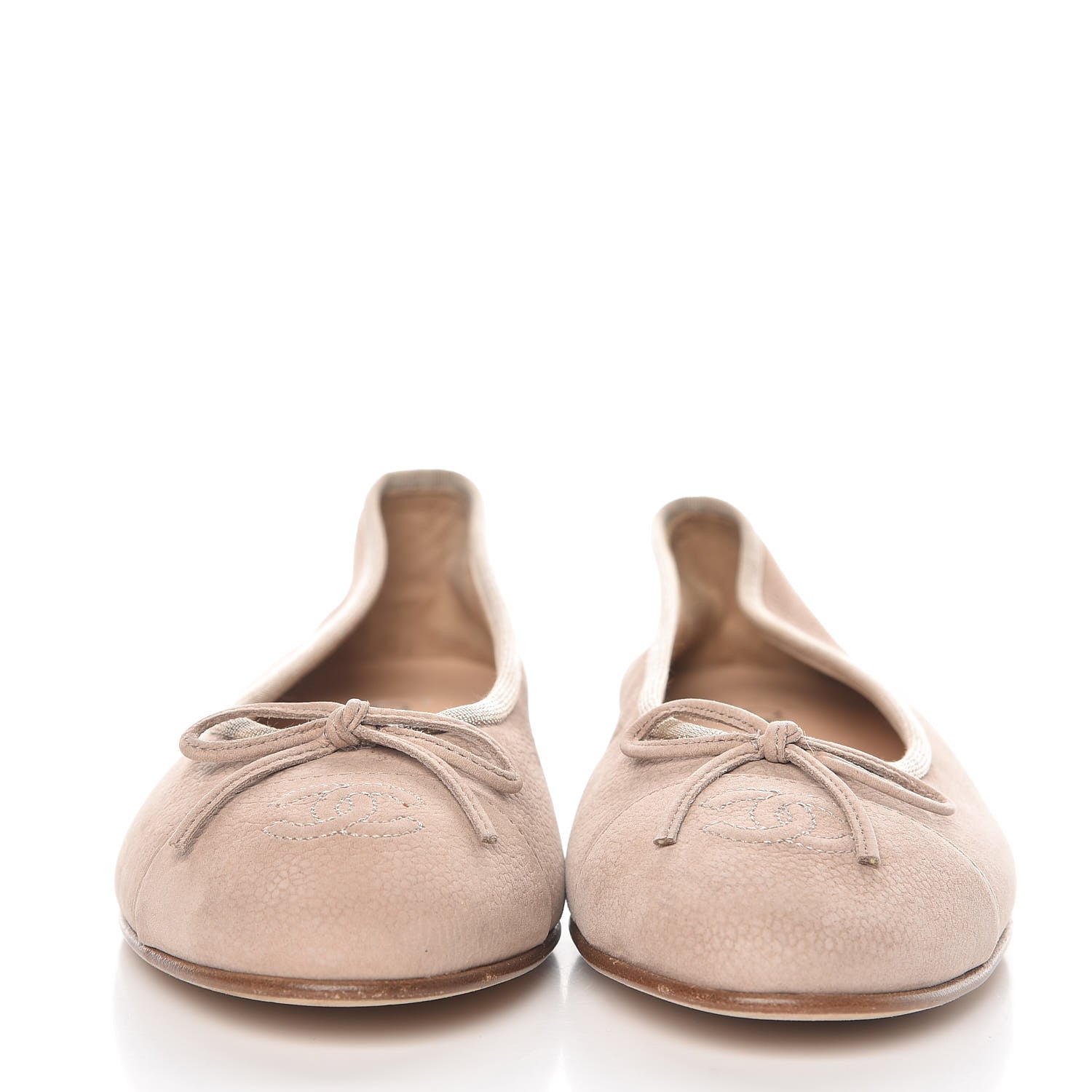 Chanel Nubuck Cap Toe CC Ballerina Flats 39.5 Light Brown 2 of 8