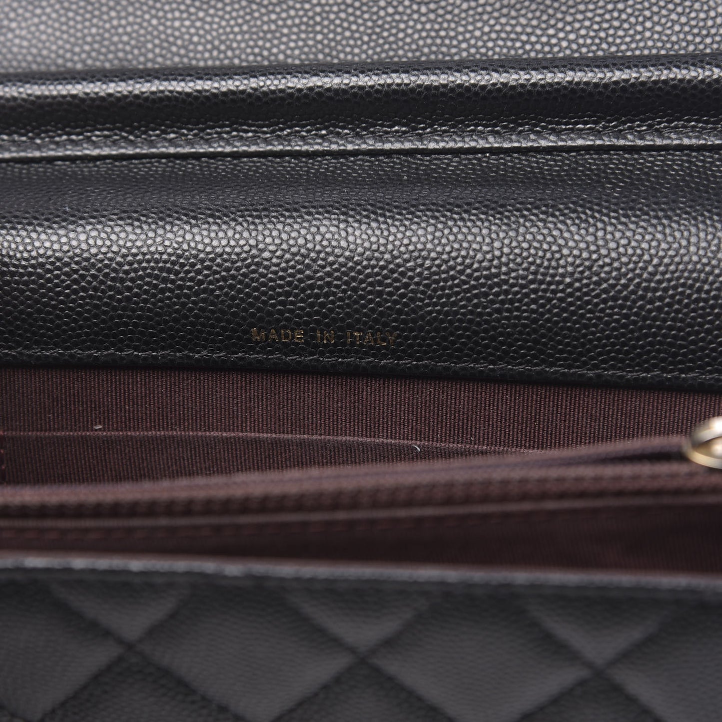 Caviar Quilted Square Wallet On Chain WOC Black