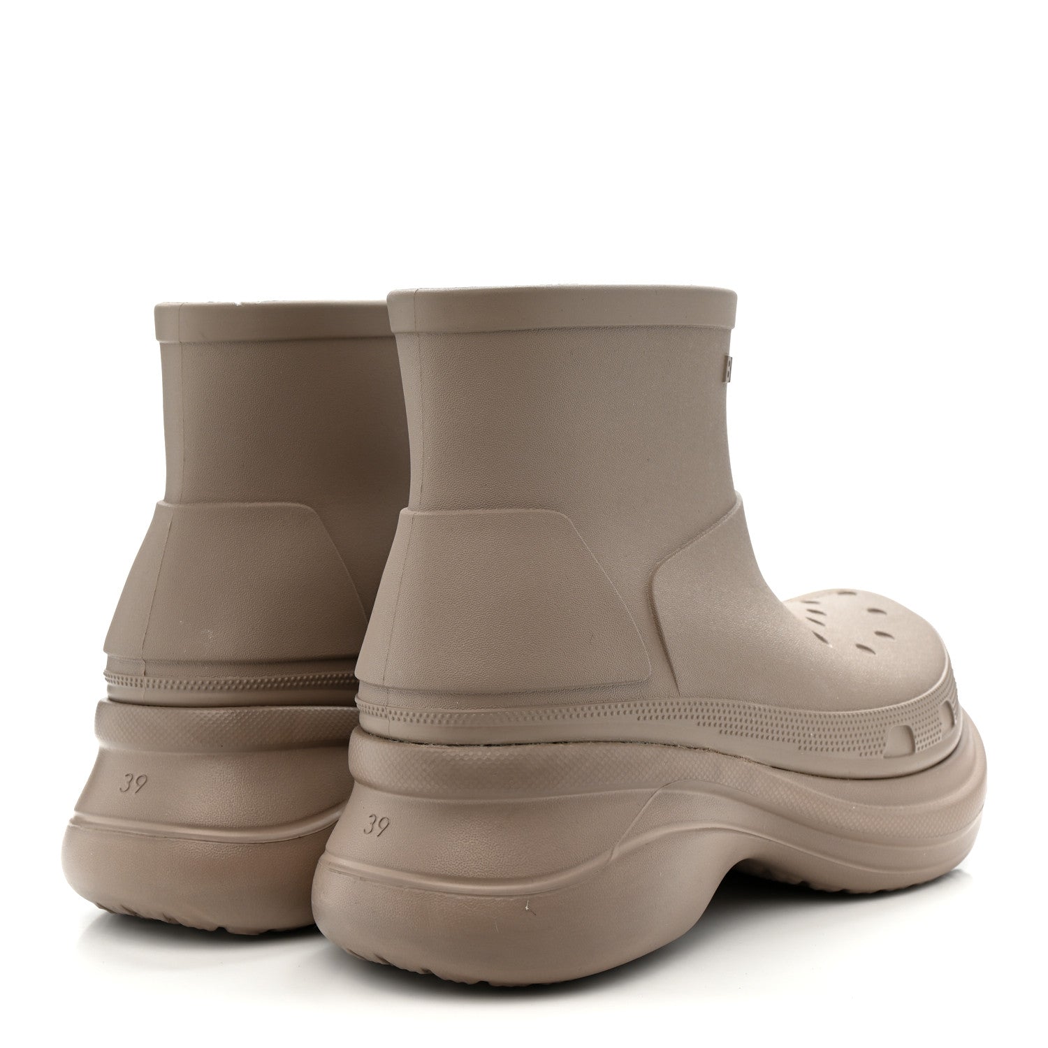 Balenciaga X CROCS Rubber Womens Low Top Rain Boots 39 Beige 5 of 9