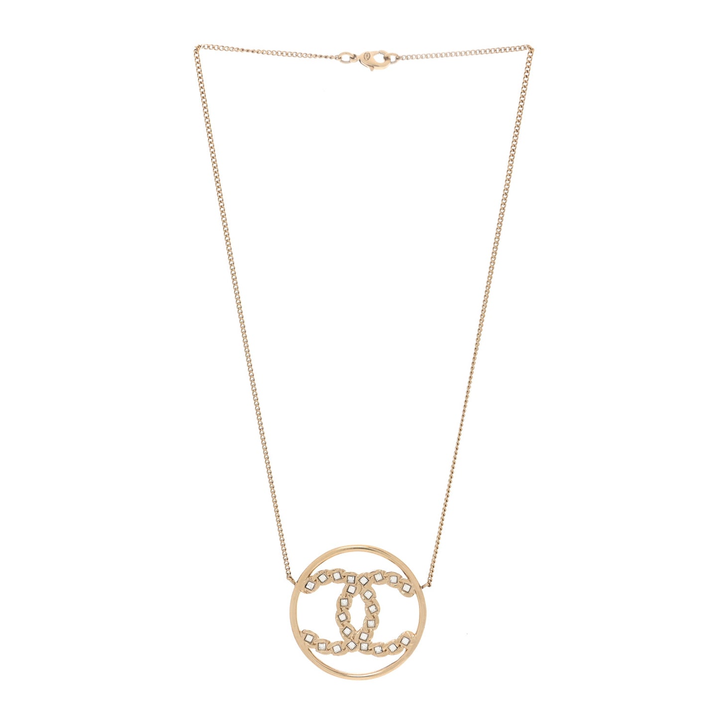 Baguette Crystal High Society CC Pendant Necklace Gold