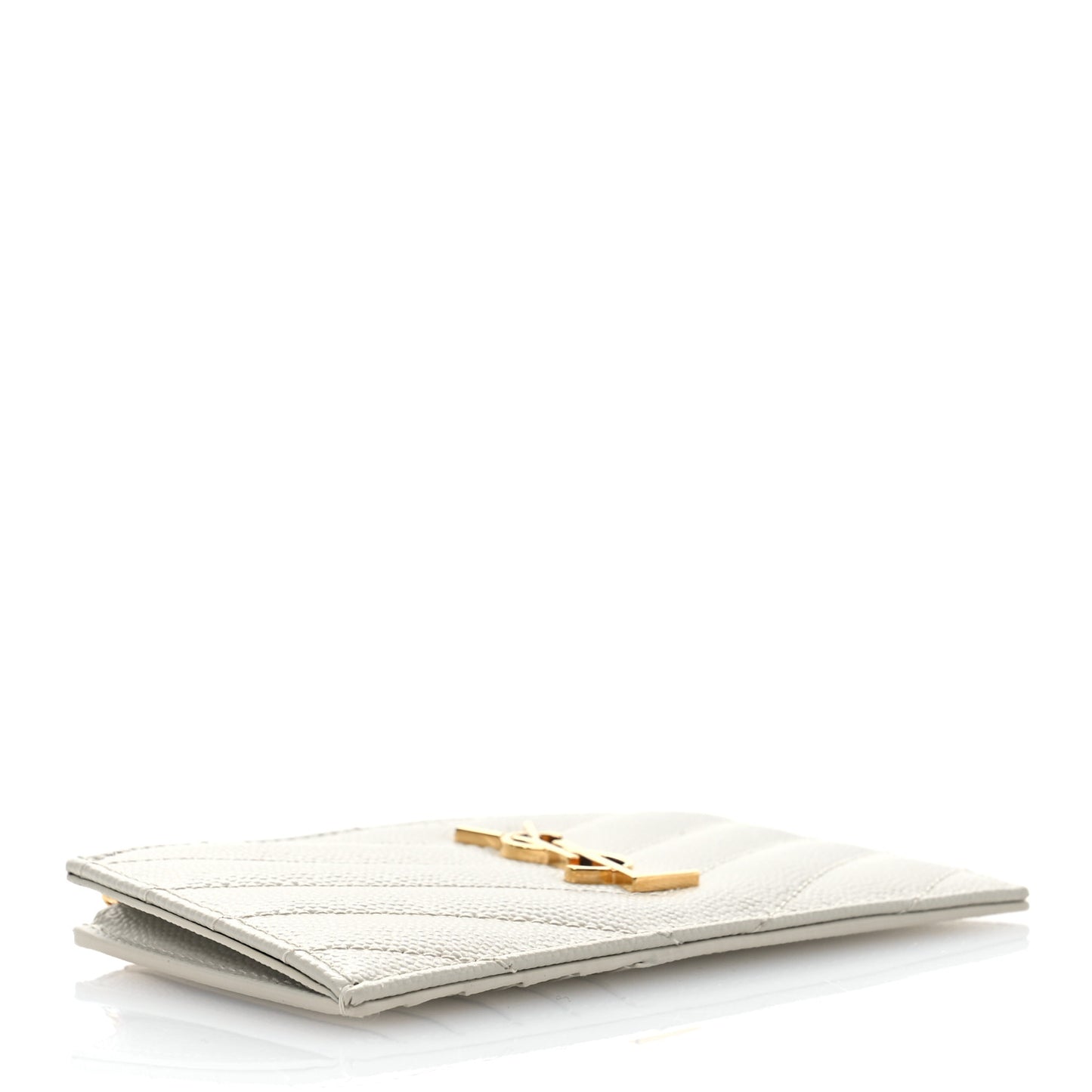 Grain De Poudre Matelasse Chevron Monogram Fragments Zippered Card Case Crema Soft