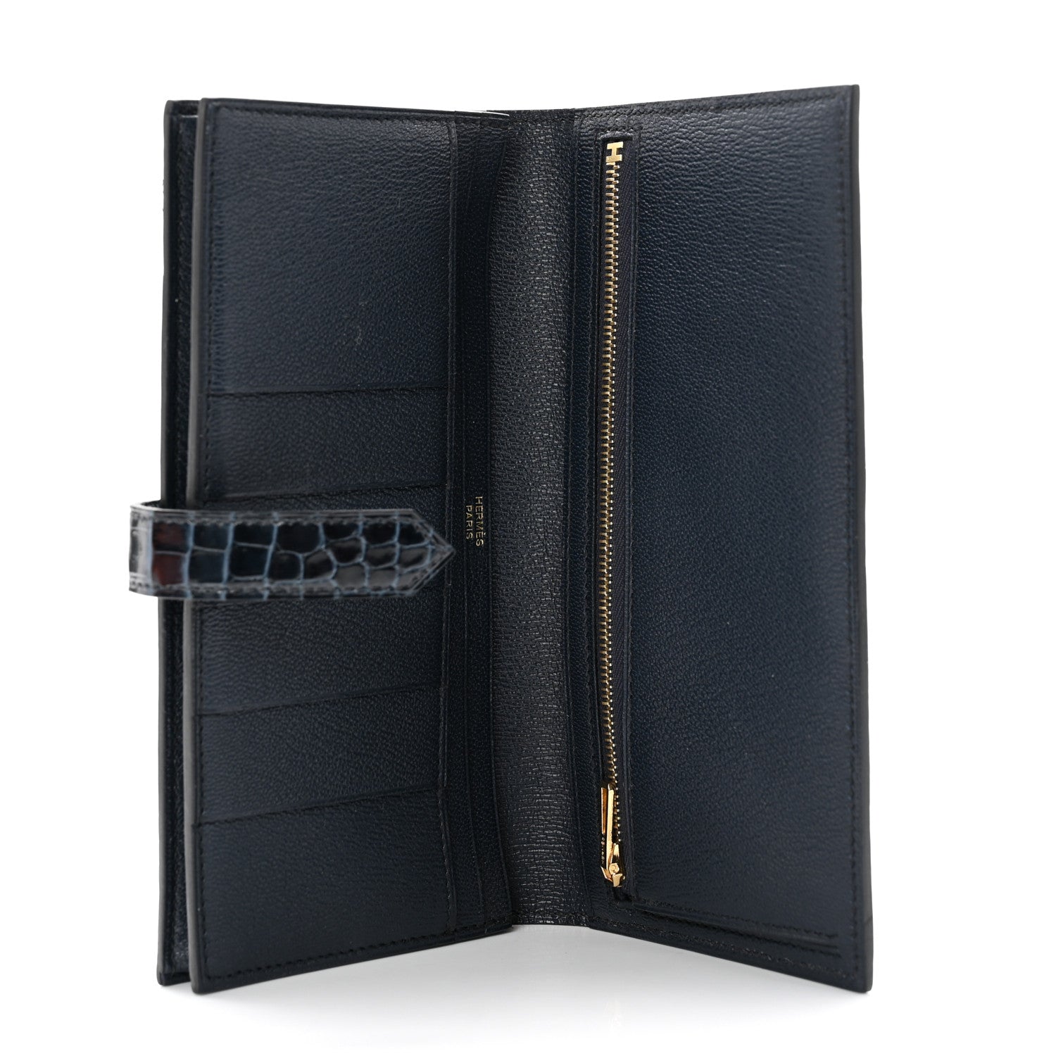 Hermes Shiny Alligator Bearn Wallet Vert Rousseau 5 of 8