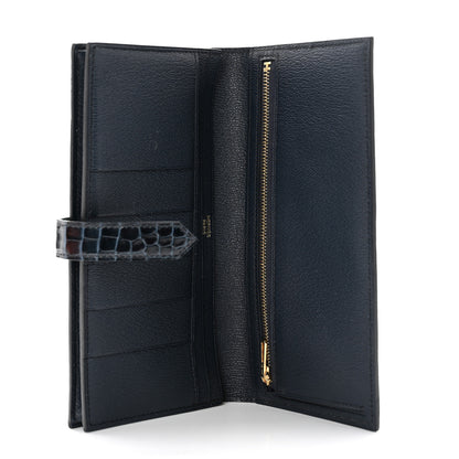 Hermes Shiny Alligator Bearn Wallet Vert Rousseau 5 of 8