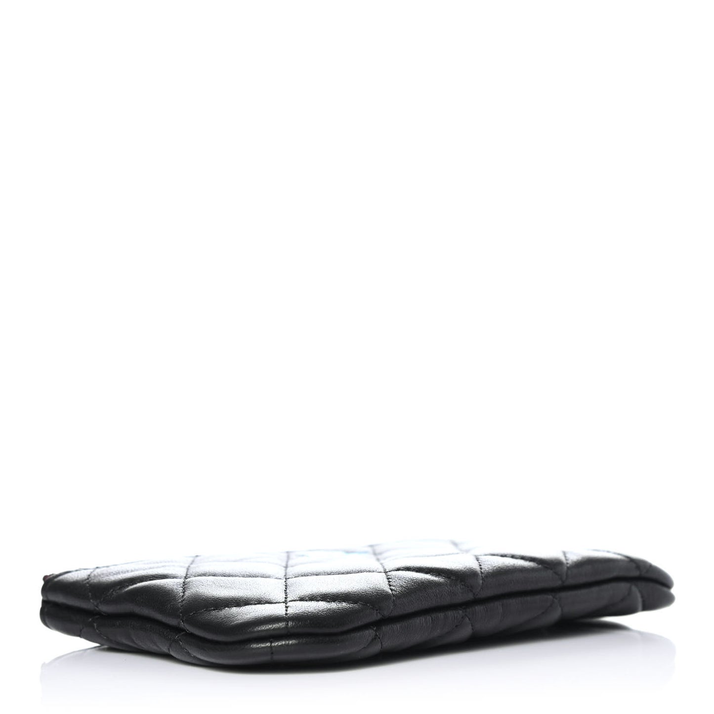 Lambskin Quilted Small Cosmetic Case Black