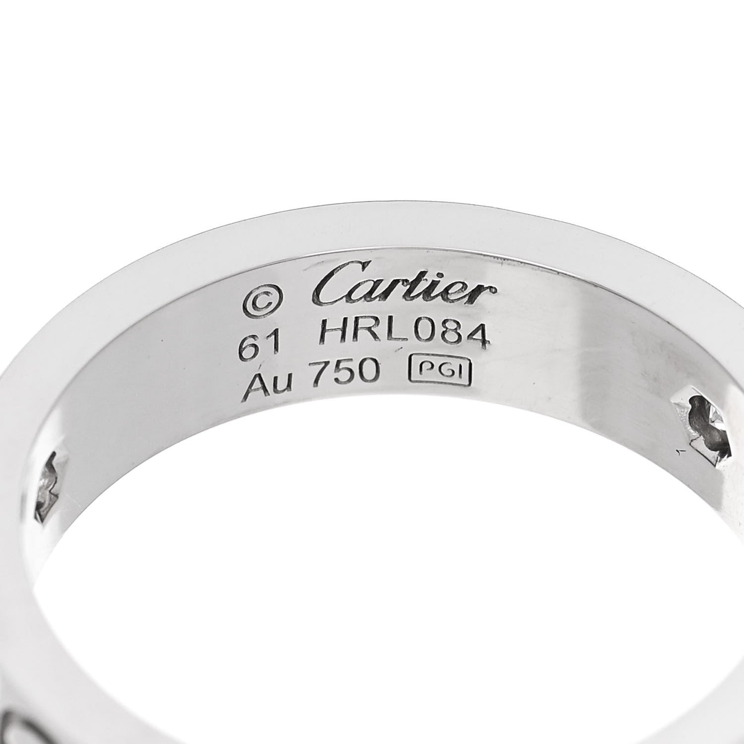 Cartier 18K White Gold 3 Diamond 5.5mm LOVE Ring 61 9.5 4 of 5