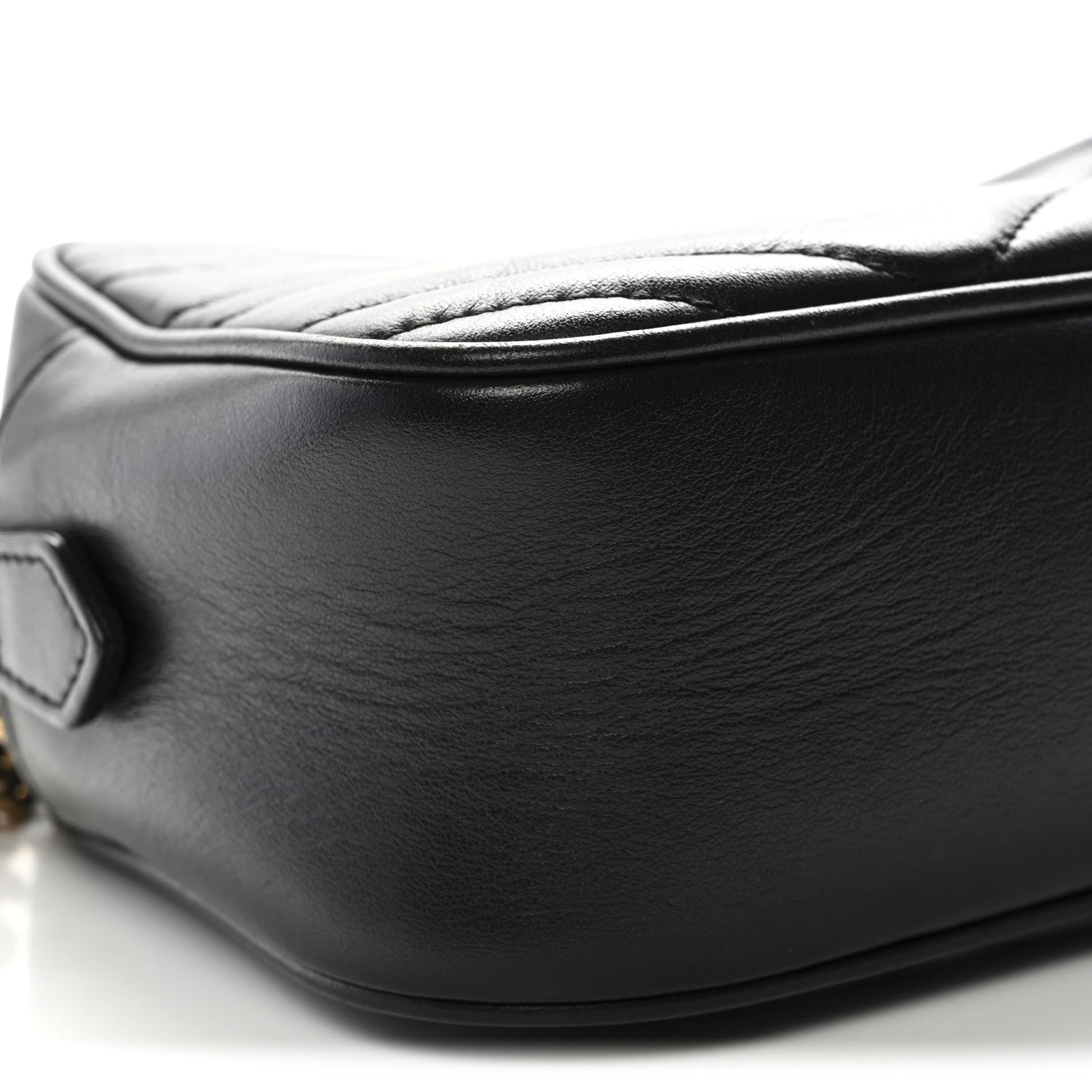 Gucci Calfskin Matelasse Small GG Marmont Chain Shoulder Bag Black 10 of 12