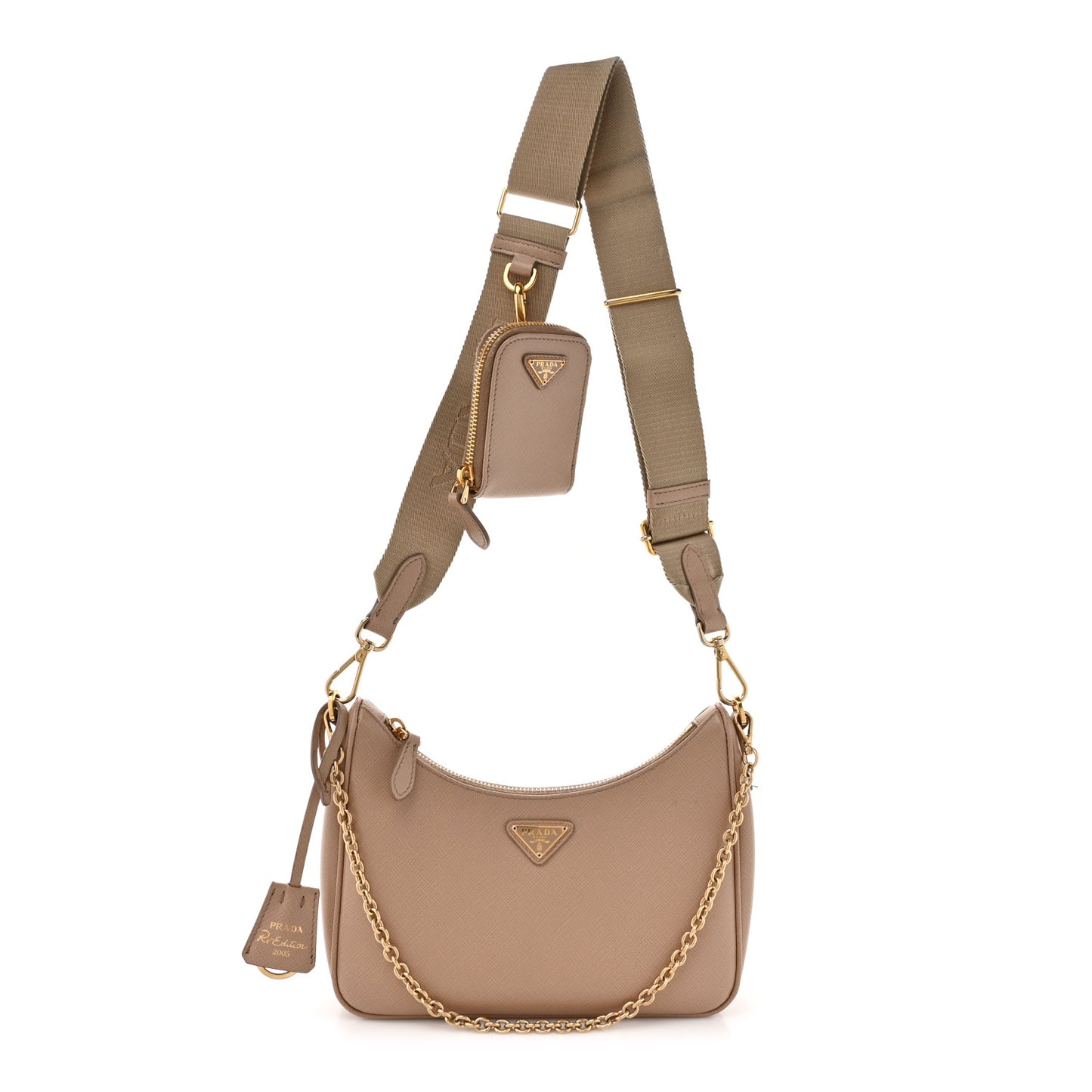 Saffiano Lux Re-Edition 2005 Shoulder Bag Cammeo
