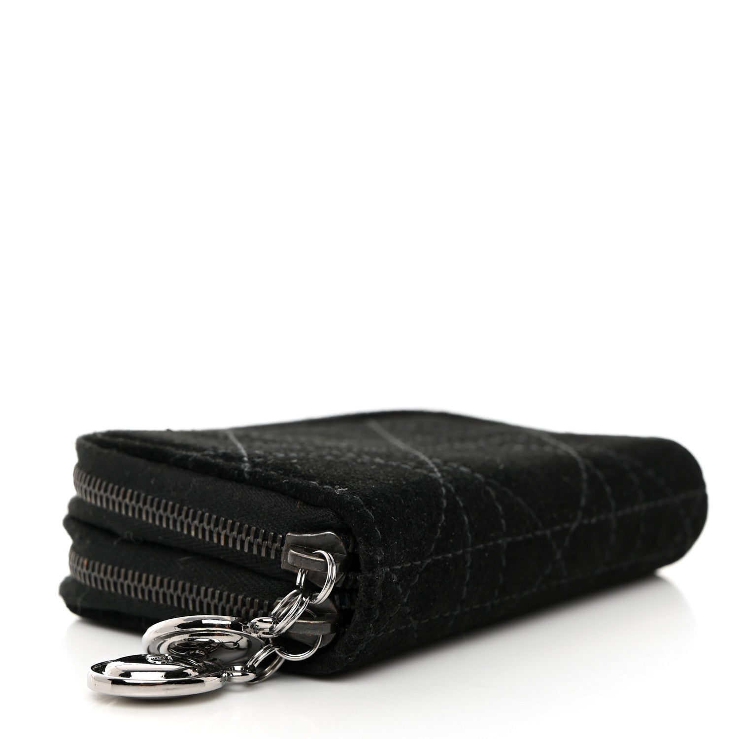 Christian Dior Suede Cannage 6 Key Holder Coin Wallet Black 4 of 11