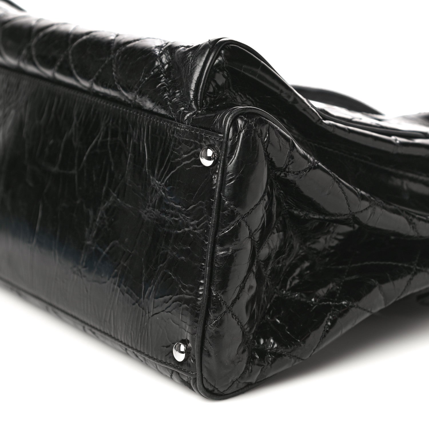 Chanel Glazed Calfskin Quilted Large New Portobello Tote Black 9 of 16