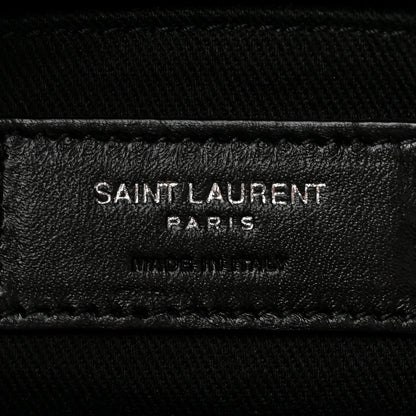 Saint Laurent Calfskin Crocodile Embossed Souple North South Tote Black 6 of 10