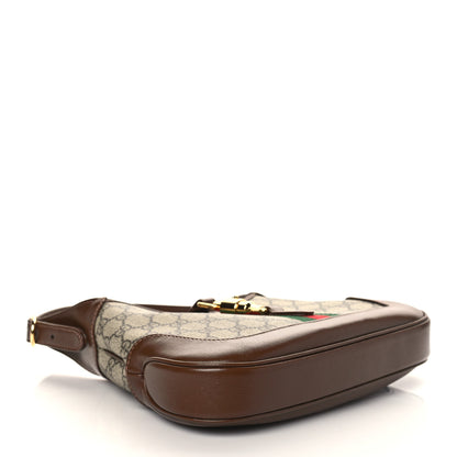 Gucci GG Supreme Monogram Azalea Calfskin Web Small Jackie 1961 Hobo Beige Ebony Brown Sugar 4 of 8