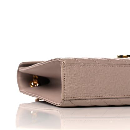 Saint Laurent Grain De Poudre Matelasse Chevron Large Monogram Satchel Nude Powder 6 of 9