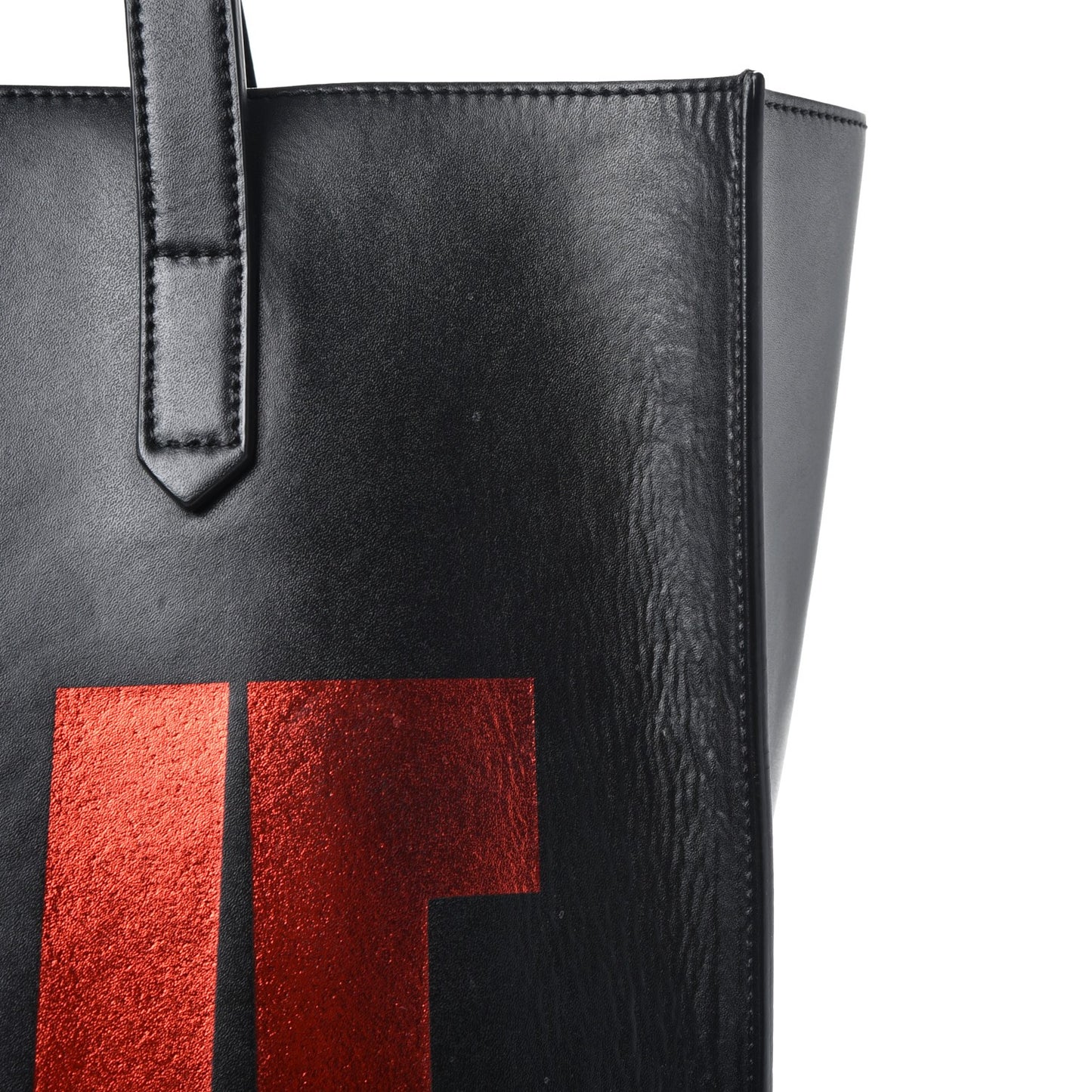 Calfskin Love Print Shopper Tote Black