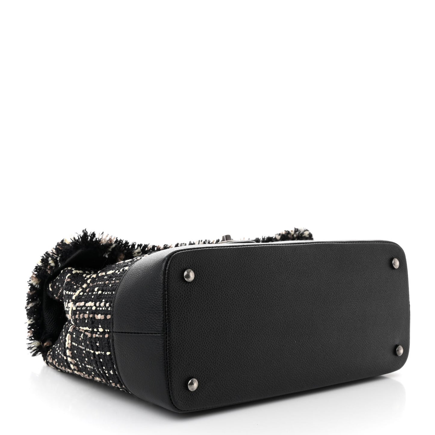 Tweed Trip Top Handle Flap Black Beige