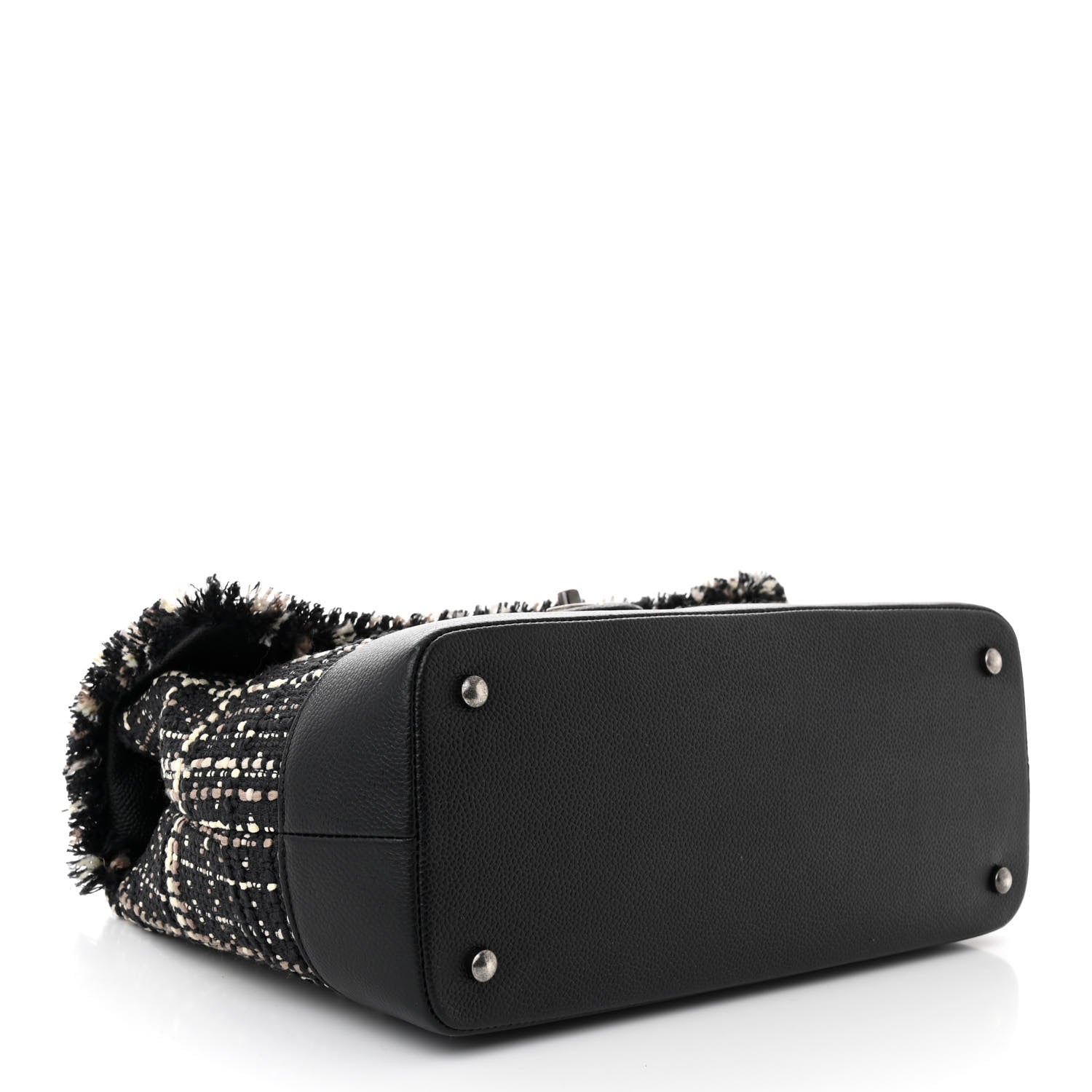 Chanel Tweed Trip Top Handle Flap Black Beige 4 of 12
