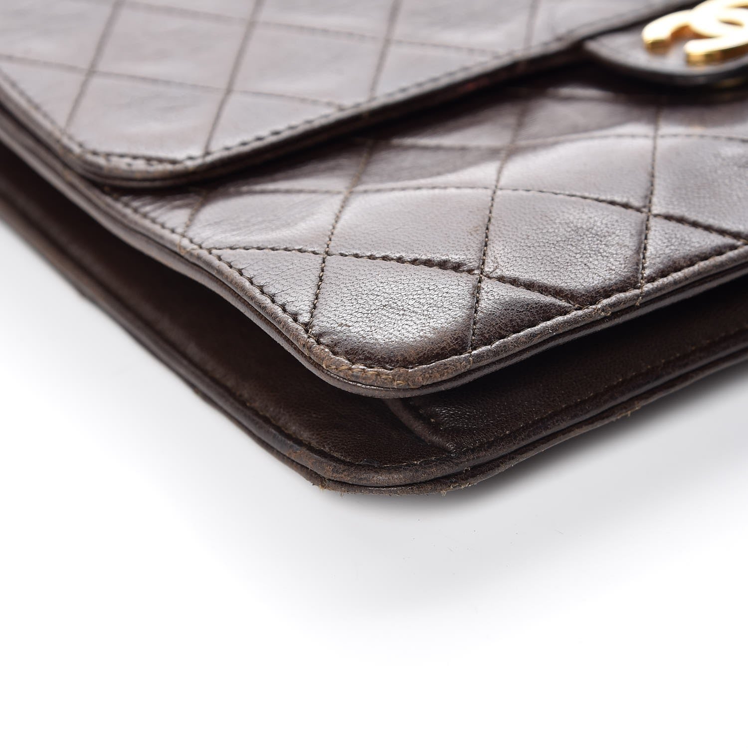 Chanel Lambskin Quilted Small Single Flap Brown 10 of 14
