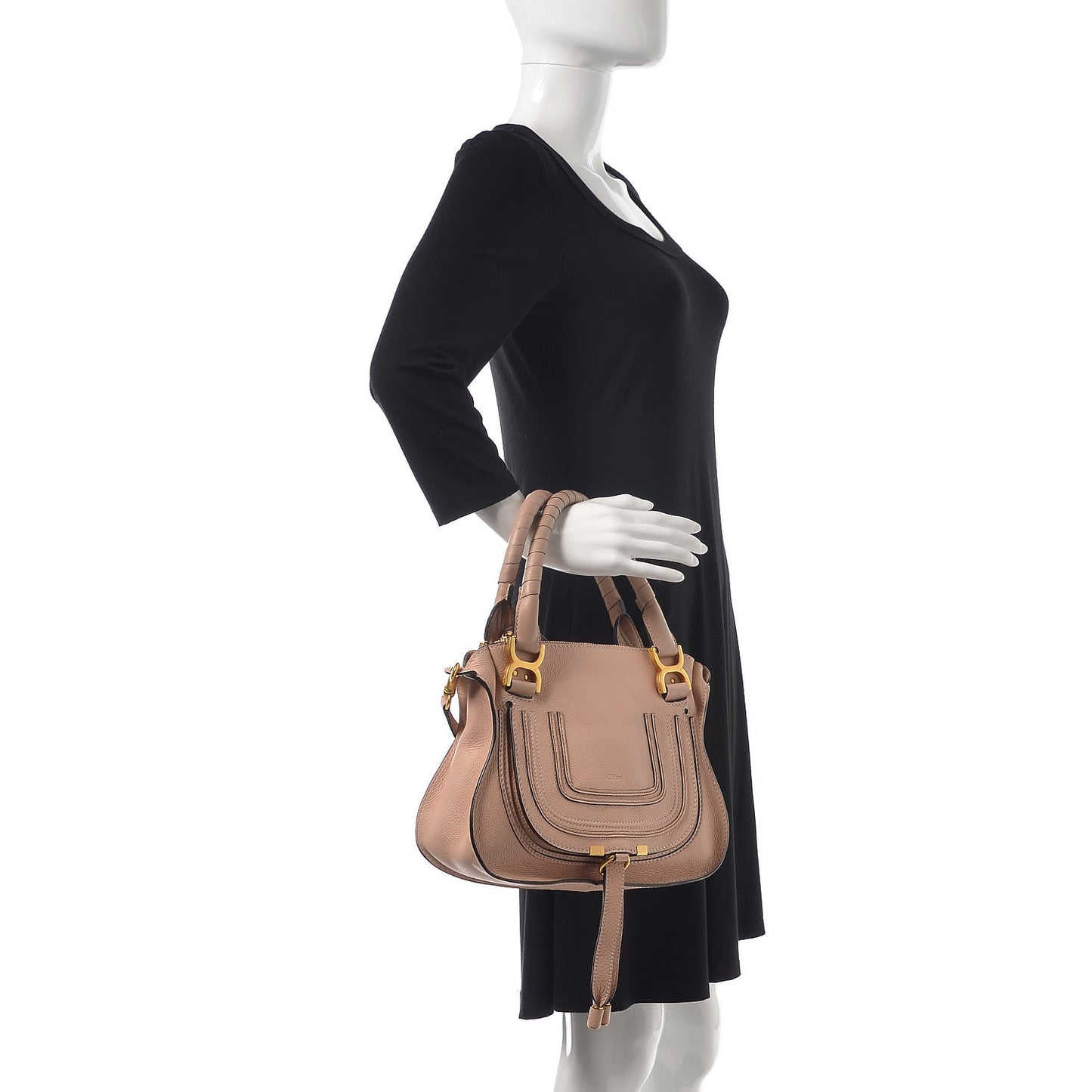 Calfskin Small Marcie Satchel Blush Nude