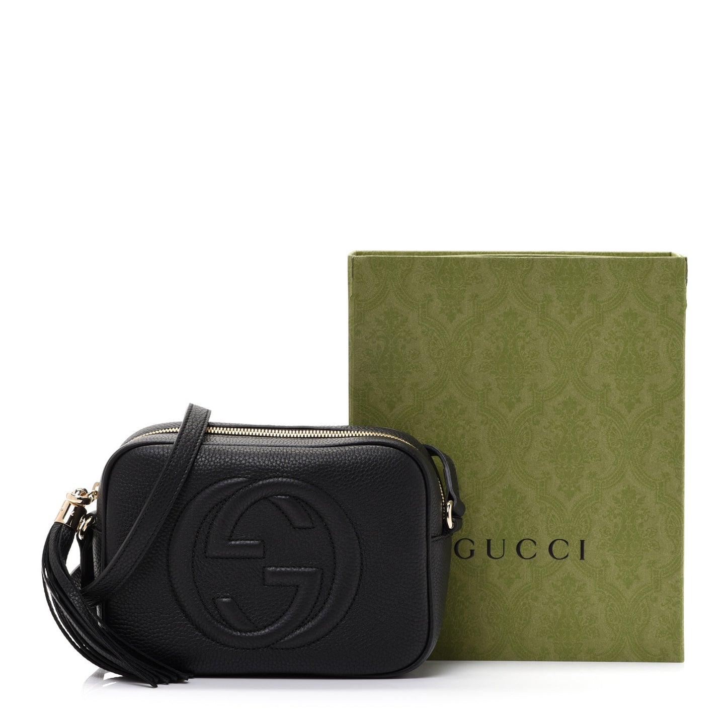 Pebbled Calfskin Small Soho Disco Bag Black