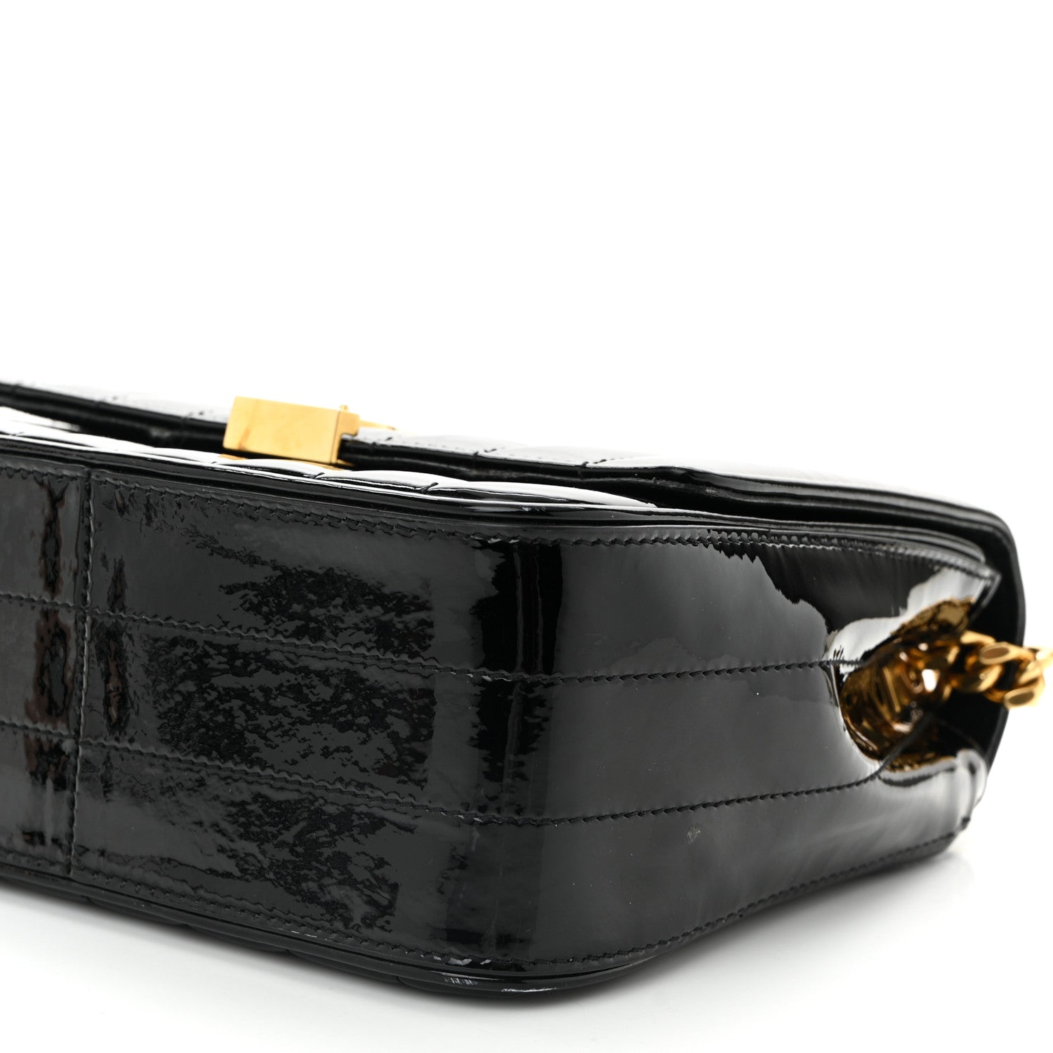 Saint Laurent Patent Calfskin Matelasse Monogram Medium Vicky Chain Bag Black 9 of 10