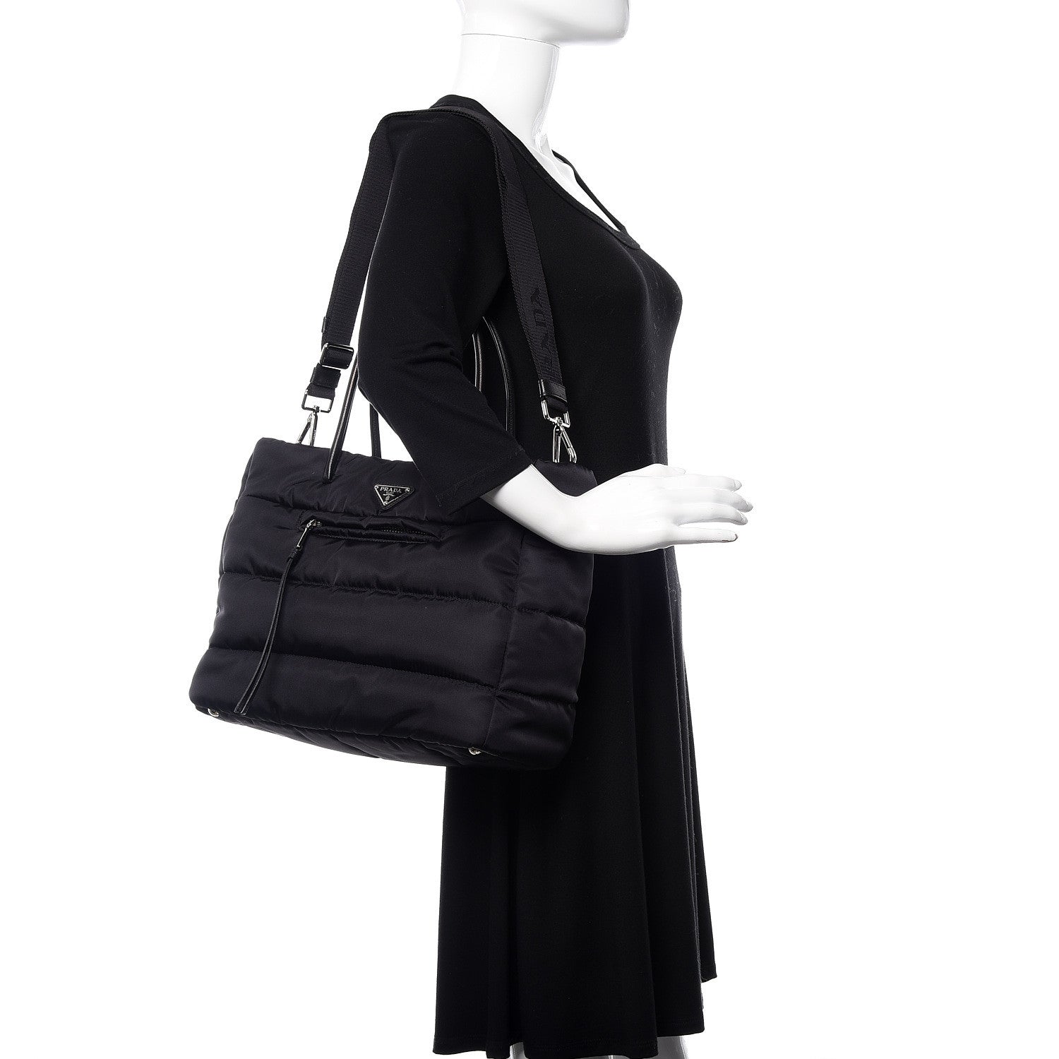 Prada Tessuto Nylon Bomber Tote Black 2 of 10