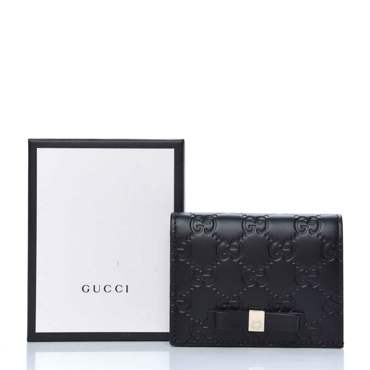 Guccissima Signature Bowy Card Case Wallet Black