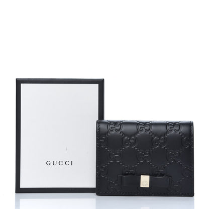 Gucci Guccissima Signature Bowy Card Case Wallet Black 7 of 7