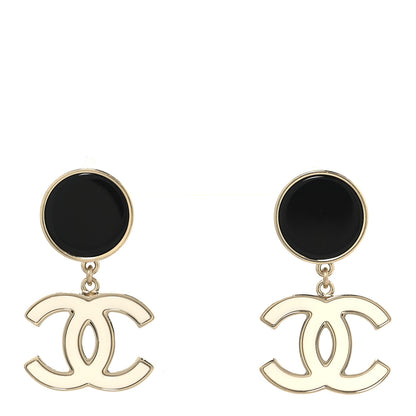 Chanel Enamel CC Drop Earrings Black White 1 of 4