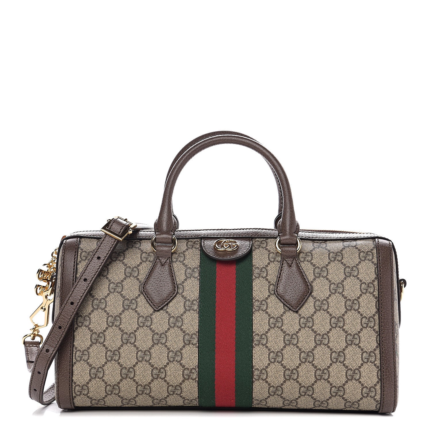 Gucci GG Supreme Monogram Web Medium Ophidia Boston Brown 1 of 10
