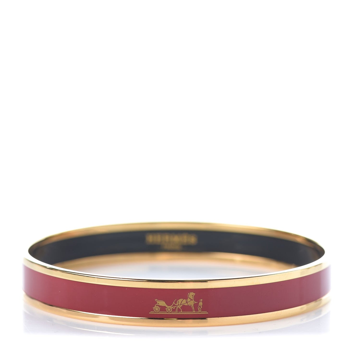 Enamel Printed Narrow Caleche Bracelet 62 Rouge H