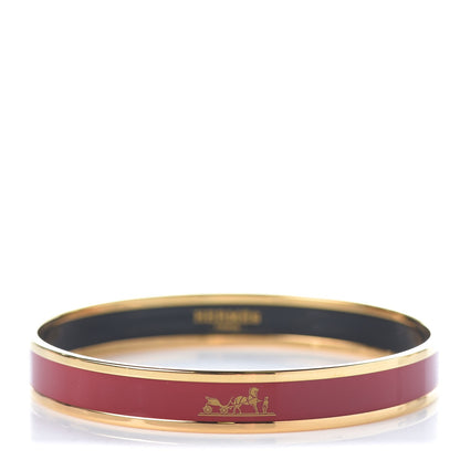 Hermes Enamel Printed Narrow Caleche Bracelet 62 Rouge H 1 of 5
