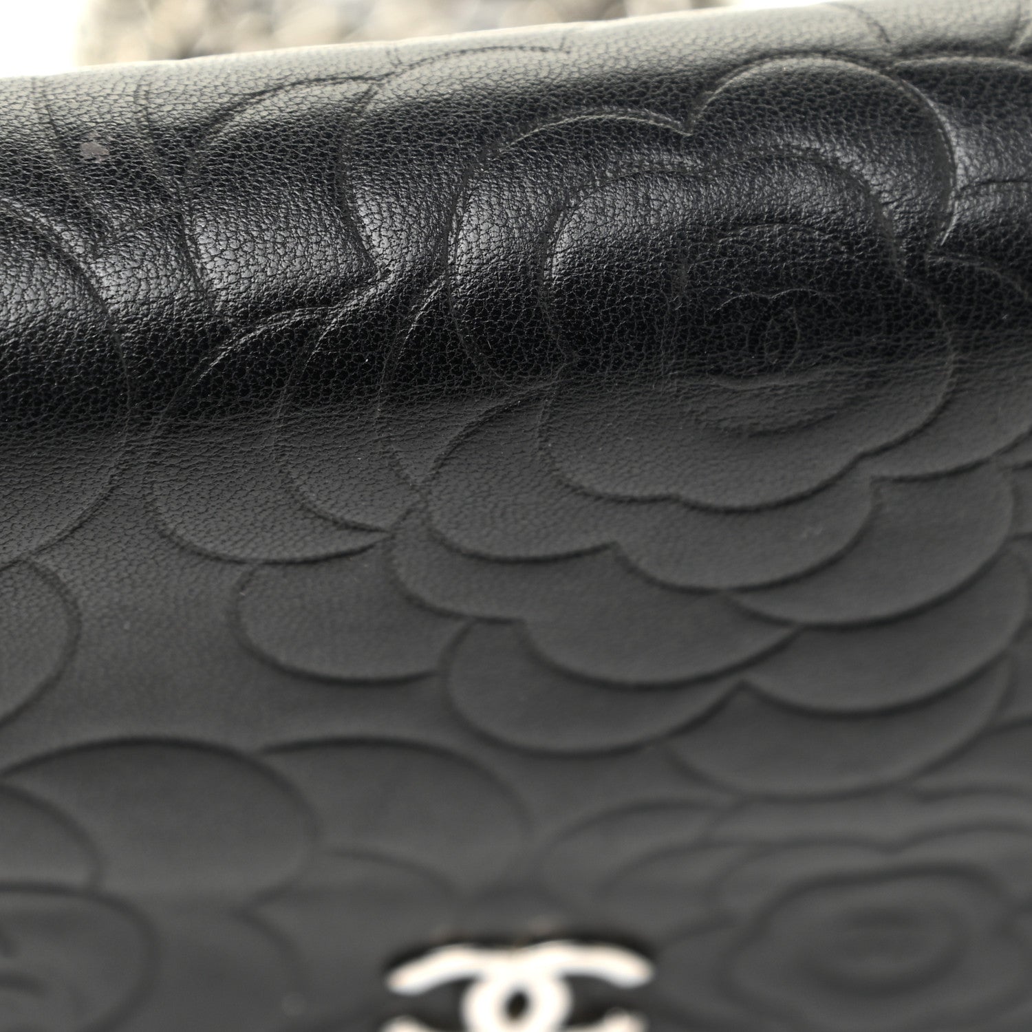 Chanel Lambskin Camellia Embossed Wallet on Chain WOC Black 16 of 17