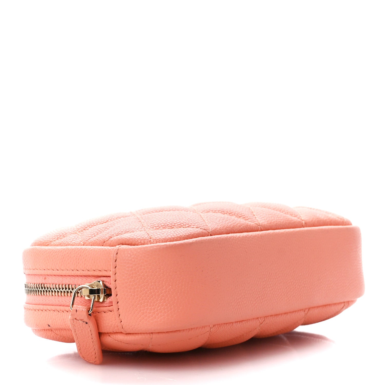 Chanel Caviar Quilted Small Curvy Pouch Cosmetic Case Light Orange 4 of 11