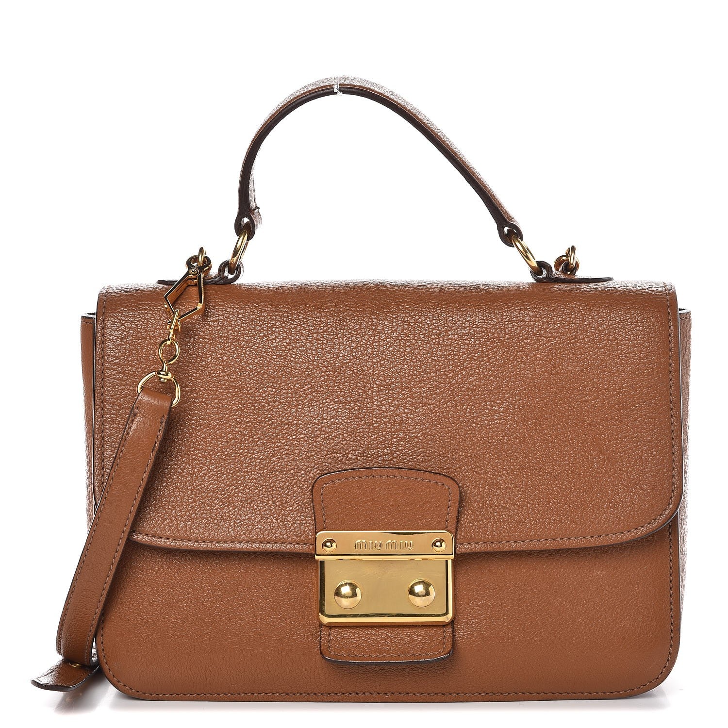 Miu Miu Goatskin Madras Shoulder Bag Cuoio 1 of 25