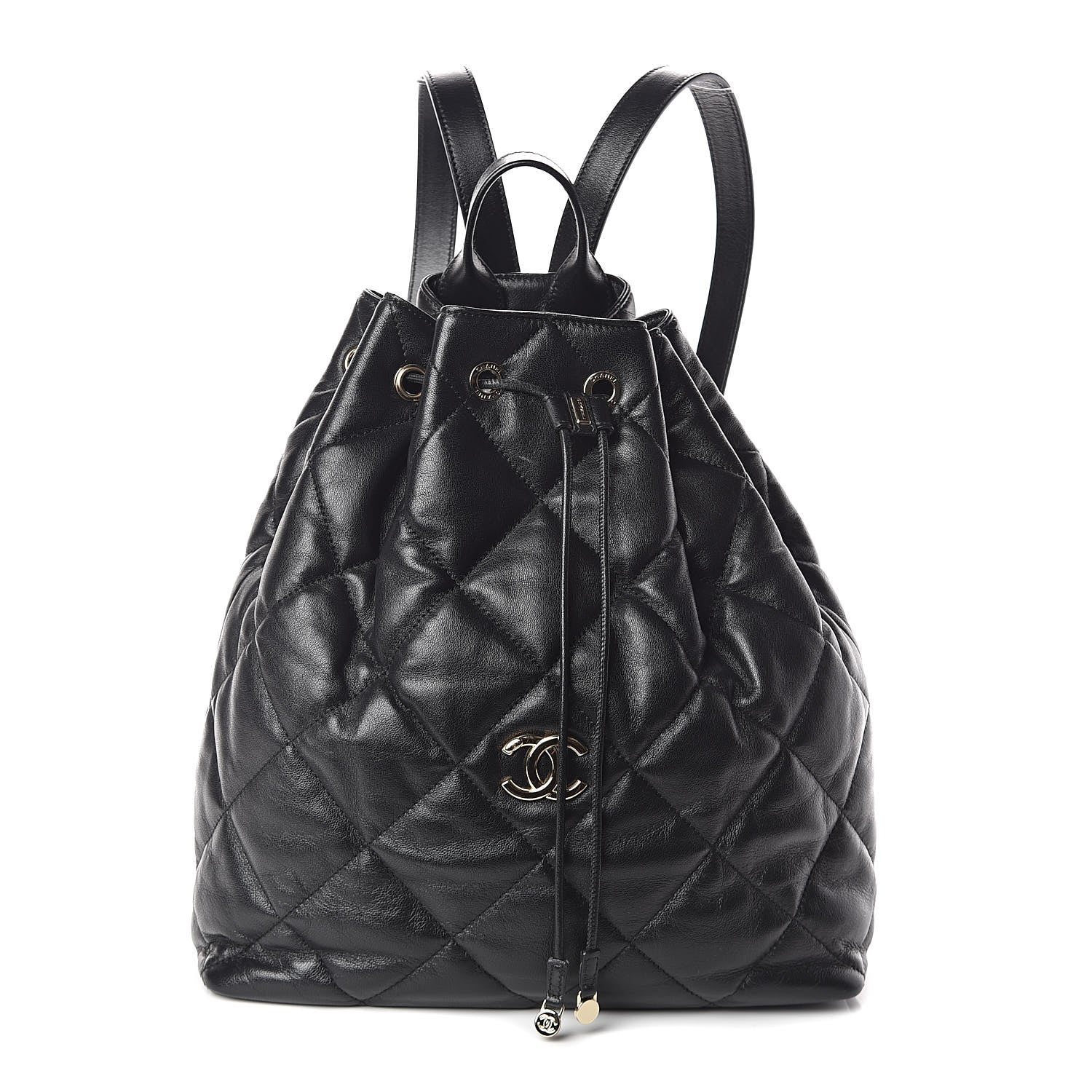 Chanel Lambskin Quilted Drawstring Backpack Black 1 of 9