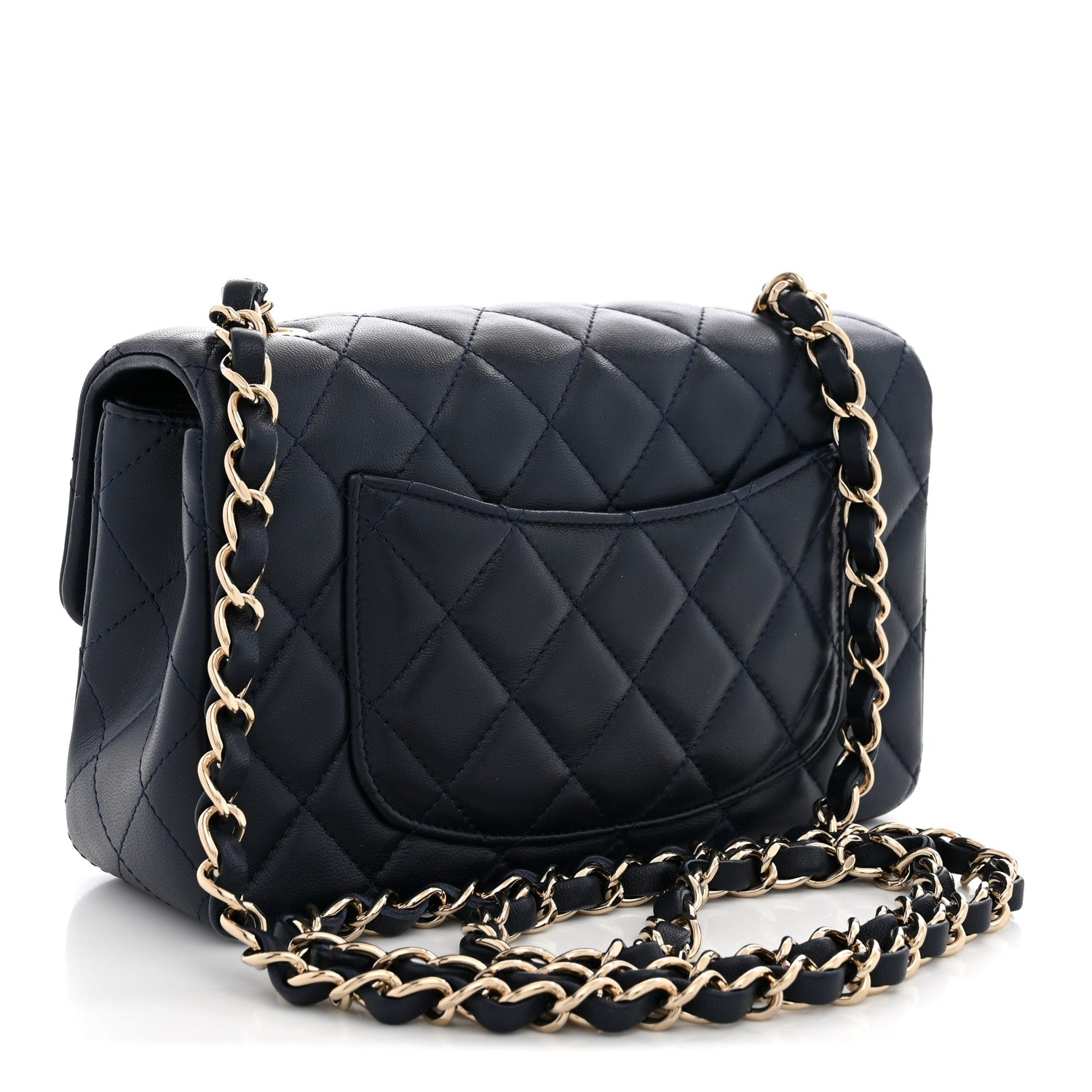 Chanel Lambskin Quilted Mini Rectangular Flap Dark Navy Blue 3 of 11