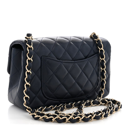 Chanel Lambskin Quilted Mini Rectangular Flap Dark Navy Blue 3 of 11