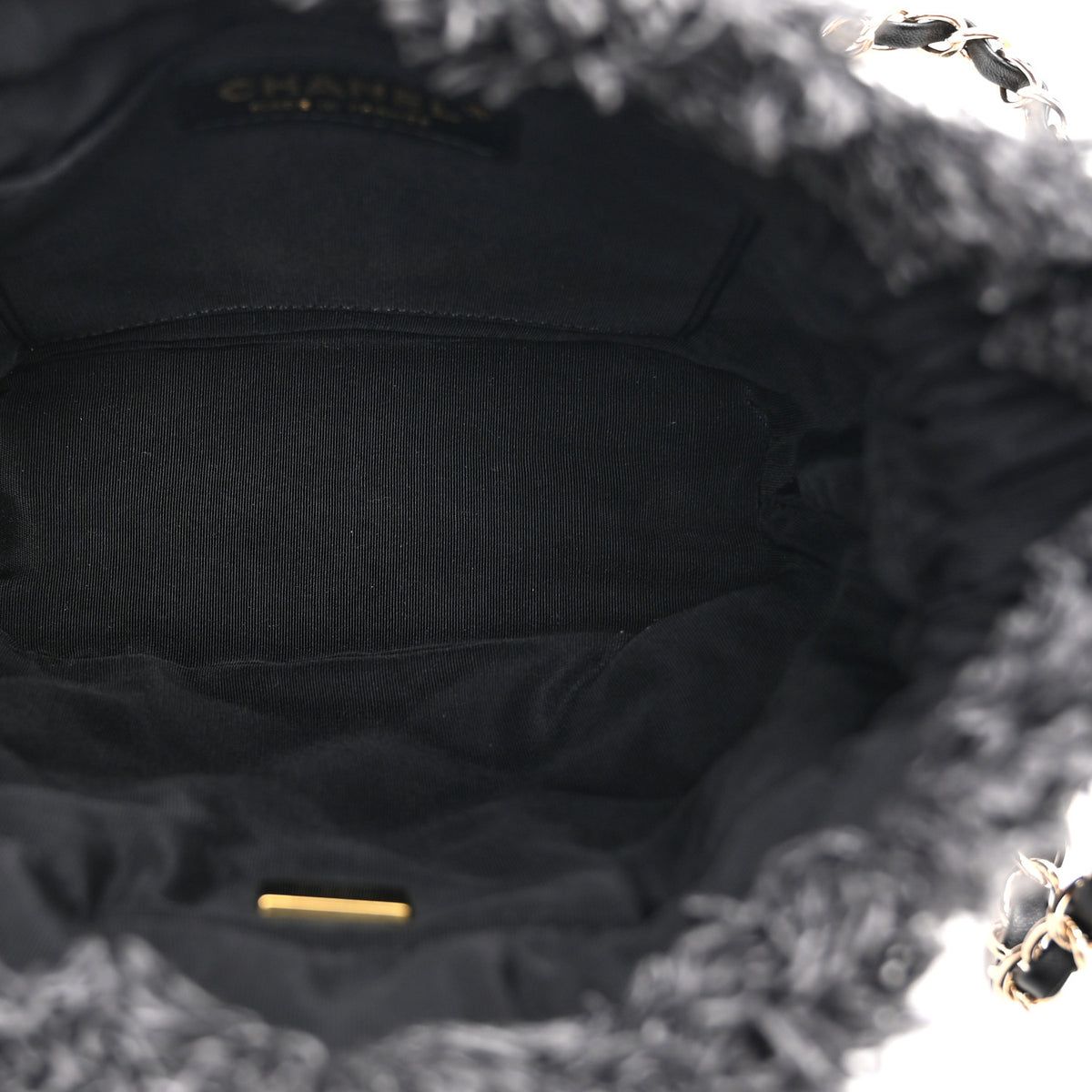 Chanel Denim Quilted Mood Small Bucket With Chain Black Multicolor 5 of 10