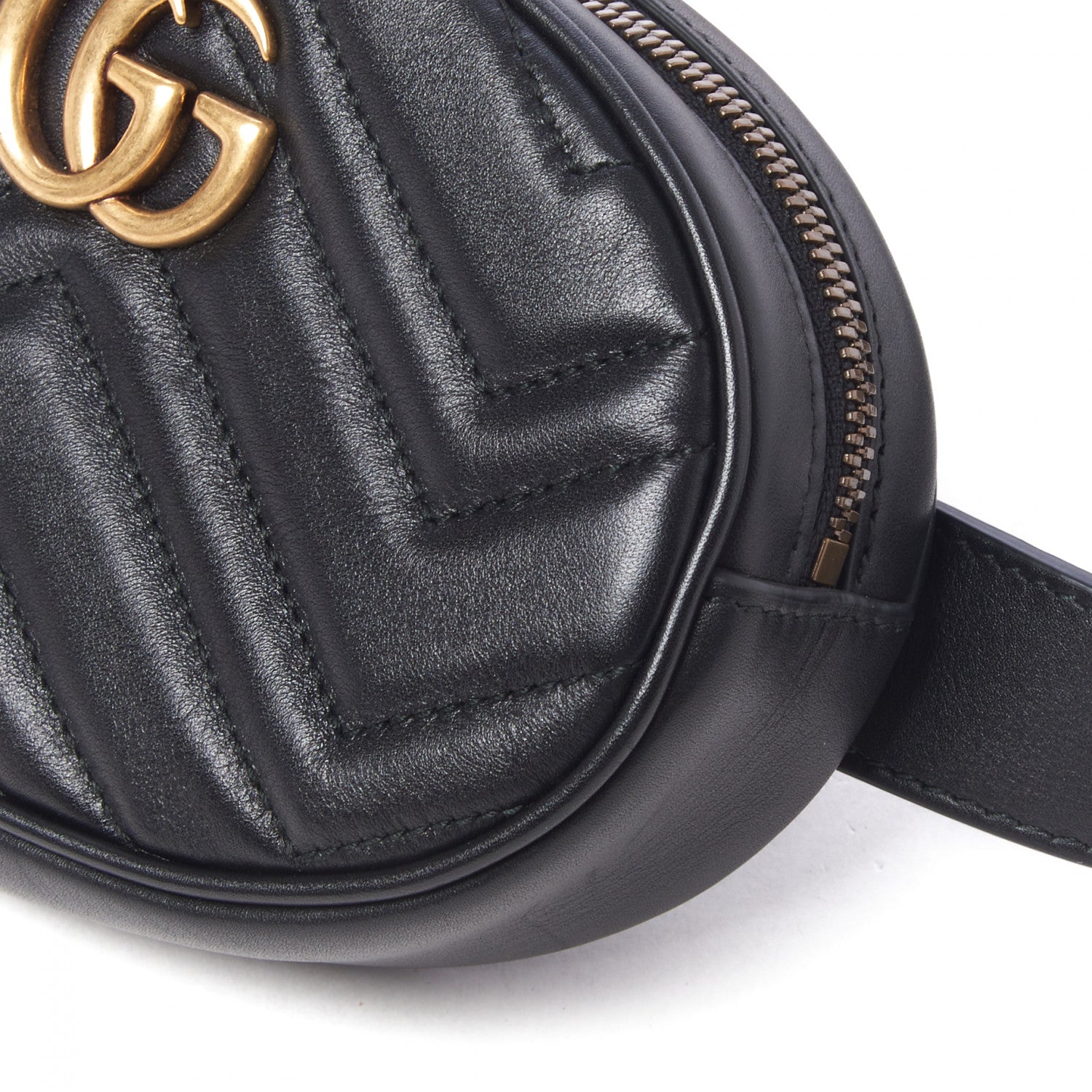 Gucci Calfskin Matelasse GG Marmont Belt Bag 85 34 Black 5 of 10