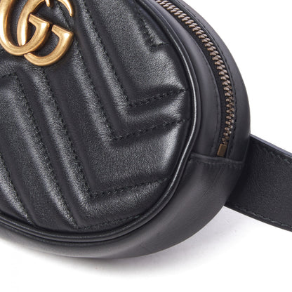 Gucci Calfskin Matelasse GG Marmont Belt Bag 85 34 Black 5 of 10