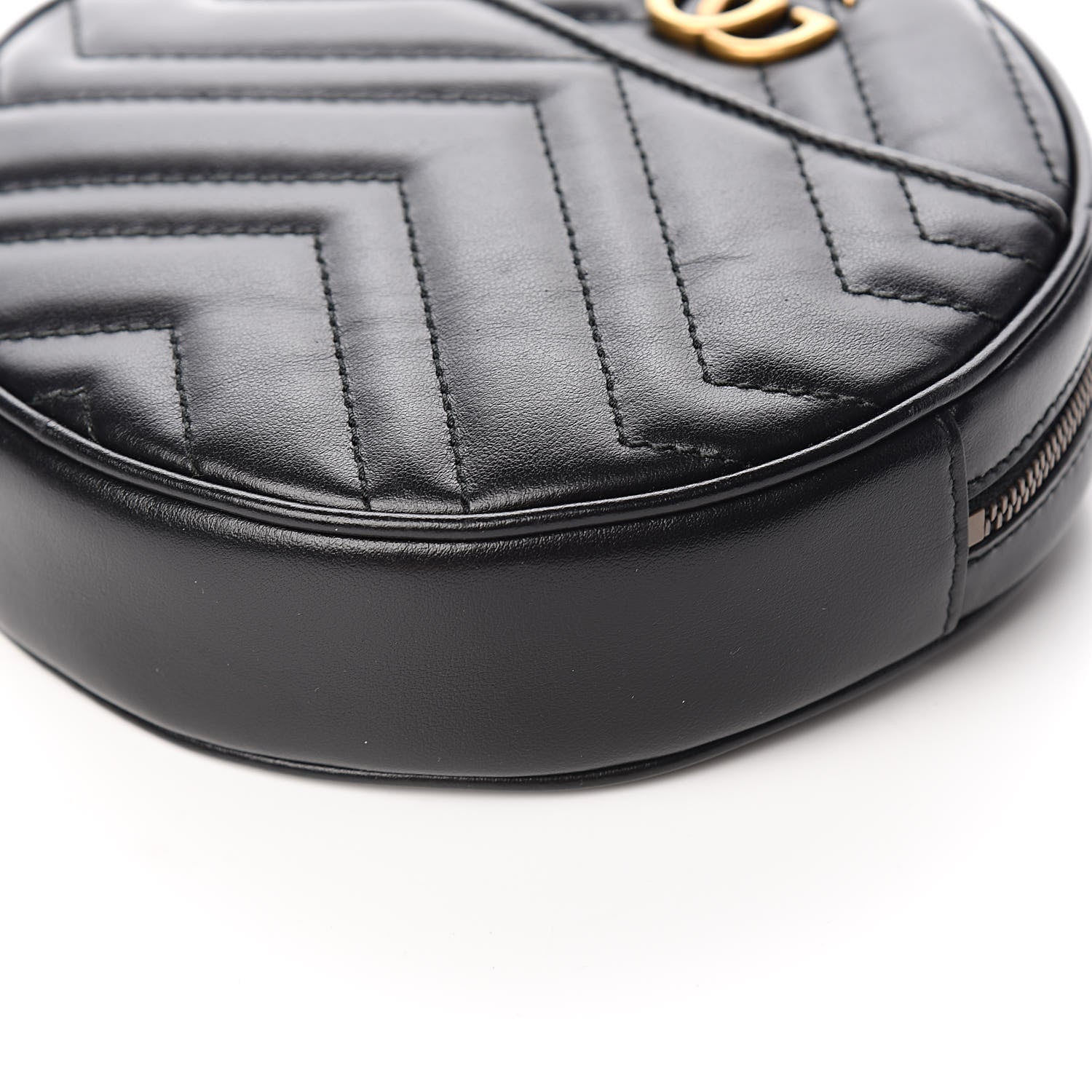 Gucci Calfskin Matelasse GG Marmont Round Wrist Wallet Black 9 of 9