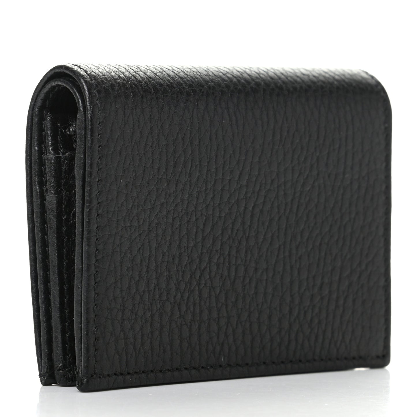 Pebbled Calfskin GG Marmont Card Case Black