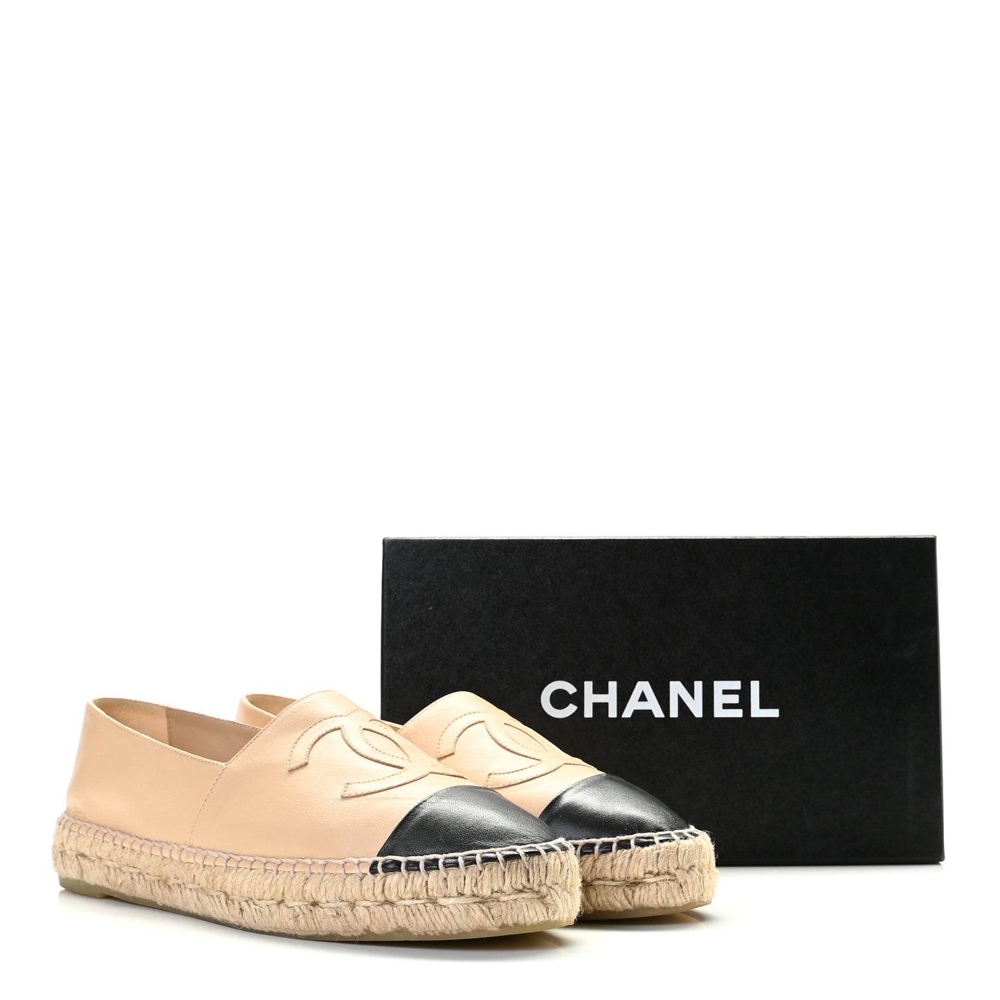 Lambskin CC Espadrilles 41 Beige Black