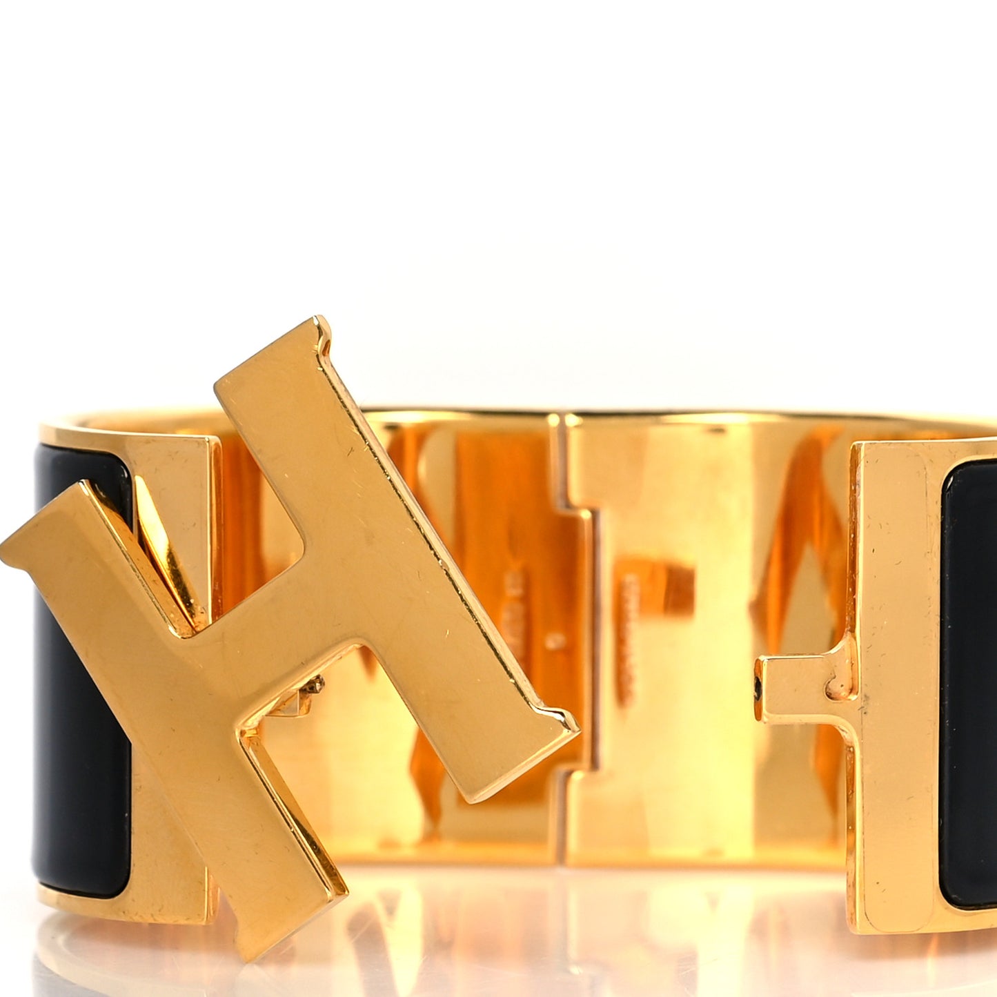 Enamel Extra Wide Clic Clac H Bracelet GM Black