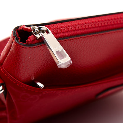 Gucci Nylon Monogram Dollar Calfskin Flat Messenger Bag Vibrant Red 11 of 11